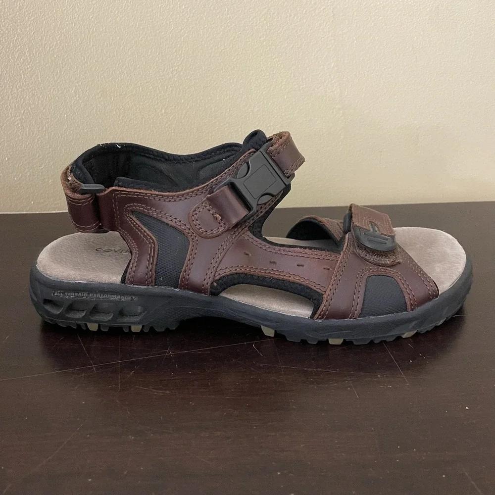 Covington Mens All Terrain Performance‎ Brown Leather Hiking Sport Sandals